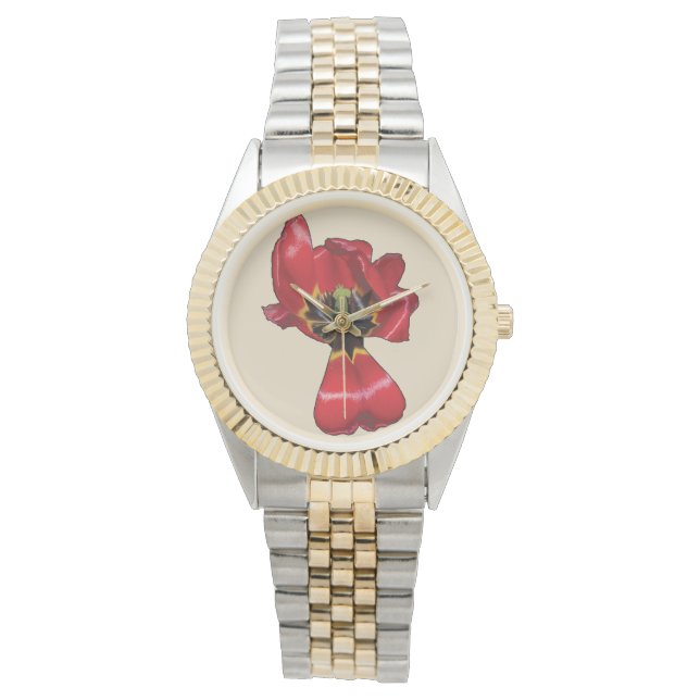 Red Sharon Tulip Horloge (Voorkant)