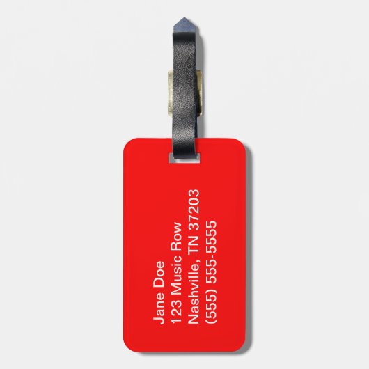 Red Sheet Music Bagagelabel (Achterkant verticaal)