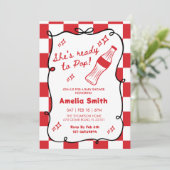 Red She's Ready to Pop cola Soda Baby shower  Kaart (Staand voorkant)