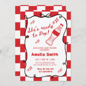 Red She's Ready to Pop cola Soda Baby shower  Kaart (Voorkant / Achterkant)