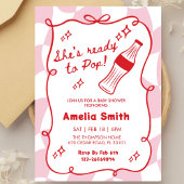 Red She's Ready to Pop cola Soda Baby shower  Kaart