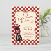Red She's Ready to Pop Soda Baby Shower Kaart (Staand voorkant)