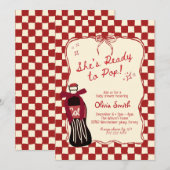 Red She's Ready to Pop Soda Baby Shower Kaart (Voorkant / Achterkant)