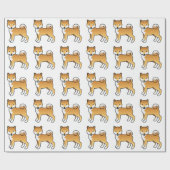 Red Shiba Inu Cute Cartoon Dog Patroon Cadeaupapier (Vlak)