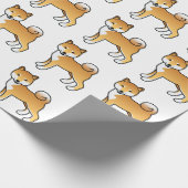 Red Shiba Inu Cute Cartoon Dog Patroon Cadeaupapier (Hoek)