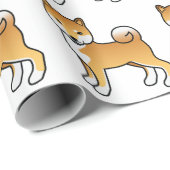 Red Shiba Inu Cute Cartoon Dog Patroon Cadeaupapier (Rol Hoek)