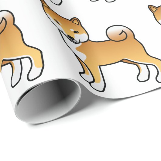 Red Shiba Inu Cute Cartoon Dog Patroon Cadeaupapier (Rol Hoek)