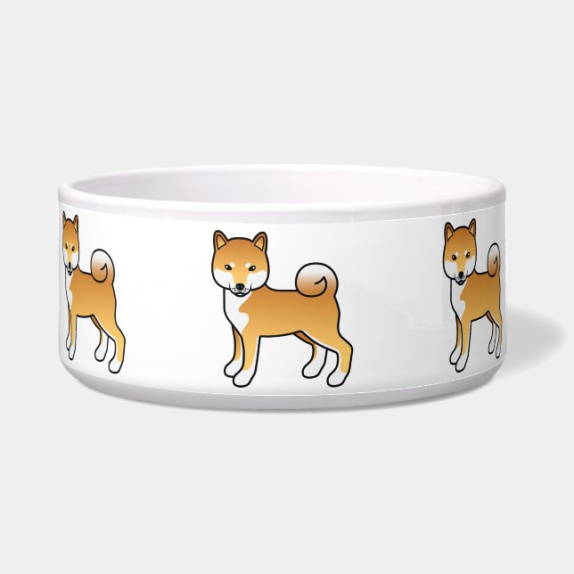 Red Shiba Inu Cute Cartoon Dog Voerbakje (Voorkant)