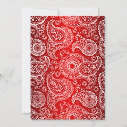 Red Shimmer Satin & Paisley Wedding Invitation Kaart (Voorkant)
