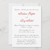 Red Shimmer Satin & Paisley Wedding Invitation Kaart (Achterkant)