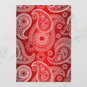 Red Shimmer Satin White Lace Paisley Menu Kaart (Achterkant)