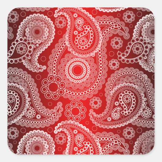 Red Shimmer Satin White Lace Paisley Stickers (Voorkant)