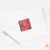 Red Shimmer Satin White Lace Paisley Stickers (Envelop)
