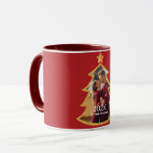 Red Shiny Christmas Tree Personalized Photo Mok (Voorkant links)