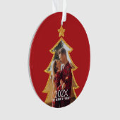 Red Shiny Christmas Tree Personalized Photo Ornament (voorkant)
