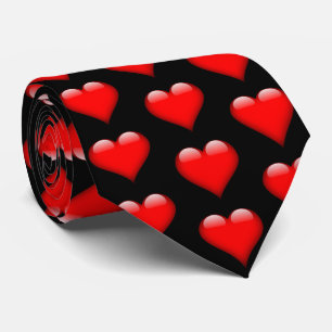 Red Shiny Hearts Valentijn Necktie Stropdas