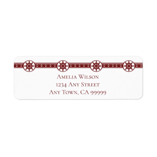Red Ships Wheel Return Address Label (Voorkant)