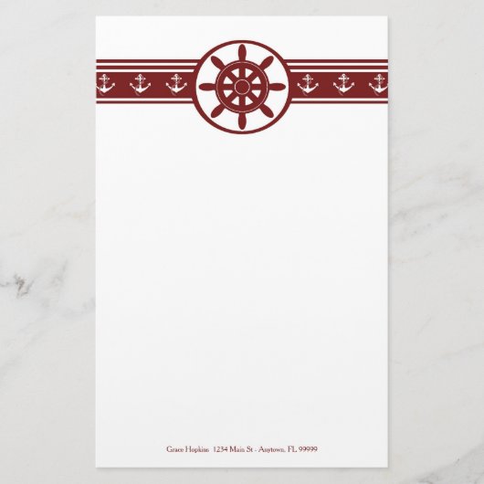 Red Ships Wiel Personalized Stationery Briefpapier (Voorkant)