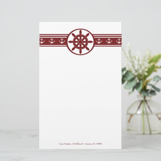 Red Ships Wiel Personalized Stationery Briefpapier (Staand voorkant)