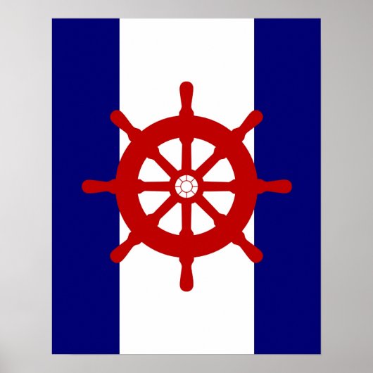 Red Ships Wielnavy en poster met witte strepen (Voorkant)