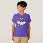 Red Shirt Funny Crazy Cartoon Chicken (Voorkant volledig)