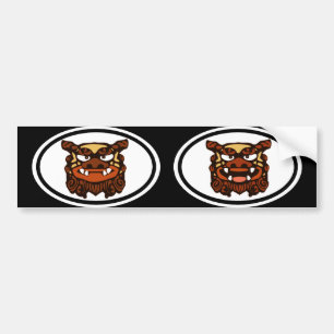 Red Shisa pair Bumpersticker