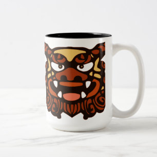 Red Shisa Pair Tweekleurige Koffiemok