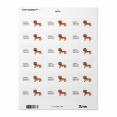 Red Short Hair Dachshund Cute Cartoon Dog & Text Etiket (Full Sheet)