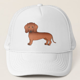 Red Short Hair Dachshund Cute Cartoon Dog Trucker Pet