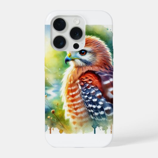 Red shouldered hawk 101024AREF129 - Watercolor iPhone Hoesje (Achterkant)