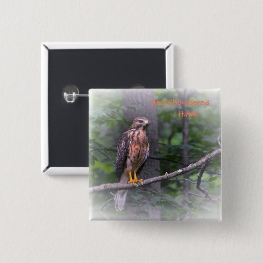Red Shoulked Hawk Vierkante Button 5,1 Cm (Voorkant /achterkant)