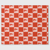Red Shrimp Checkerboard Pattern Seafood Food Cadeaupapier (Vlak)