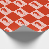 Red Shrimp Checkerboard Pattern Seafood Food Cadeaupapier (Hoek)