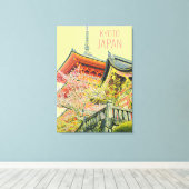 Red Shrine kersenbloesem reisposter Japan Canvas Afdruk (Insitu (Houten vloer))