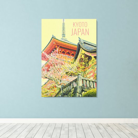 Red Shrine kersenbloesem reisposter Japan Canvas Afdruk (Insitu (Houten vloer))