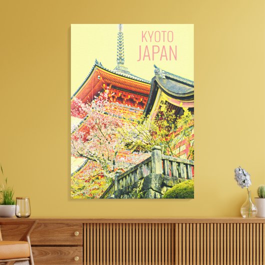 Red Shrine kersenbloesem reisposter Japan Canvas Afdruk (Insitu (Woonkamer))