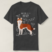 Red Siberian Husky Dog Anatomy T-shirt (Design voorkant)