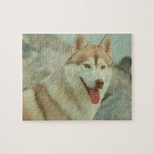 Red Siberian Husky Dog Puzzle Legpuzzel (Horizontaal)
