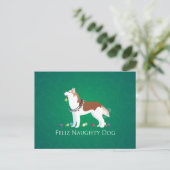 Red Siberian Husky Feliz Naughty Dog Kerstmis Feestdagenkaart (Staand voorkant)