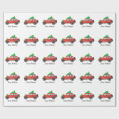 Red Siberian Husky in kerstauto Cadeaupapier (Vlak)