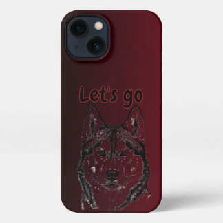 Red Siberian Husky Lets Go Phone Case iPhone 13 Hoesje
