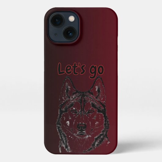 Red Siberian Husky Lets Go Phone Case iPhone Hoesje (Achterkant)