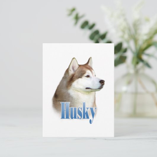 Red Siberian Husky Naam Briefkaart (Staand voorkant)