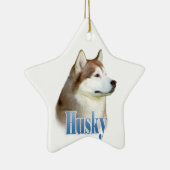 Red Siberian Husky Naam Keramisch Ornament (Rechts)