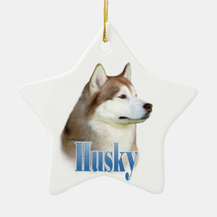 Red Siberian Husky Naam Keramisch Ornament