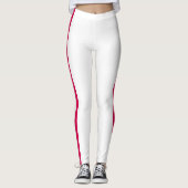 Red Side Stripe White Leggings Choose Your Colors (Voorkant)