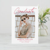 Red Signature Script Photo Afstuderen Aankondiging (Staand voorkant)