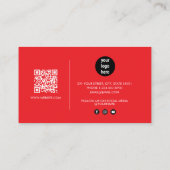 Red Signature Script QR Code Social Media Visitekaartje (Achterkant)