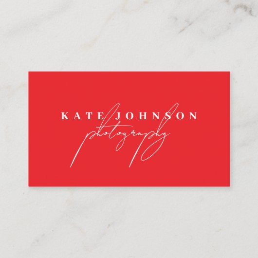 Red Signature Script QR Code Social Media Visitekaartje (Voorkant)