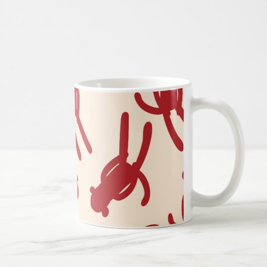 Red Silhouette Sock Monkey Print Koffiemok (Rechts)